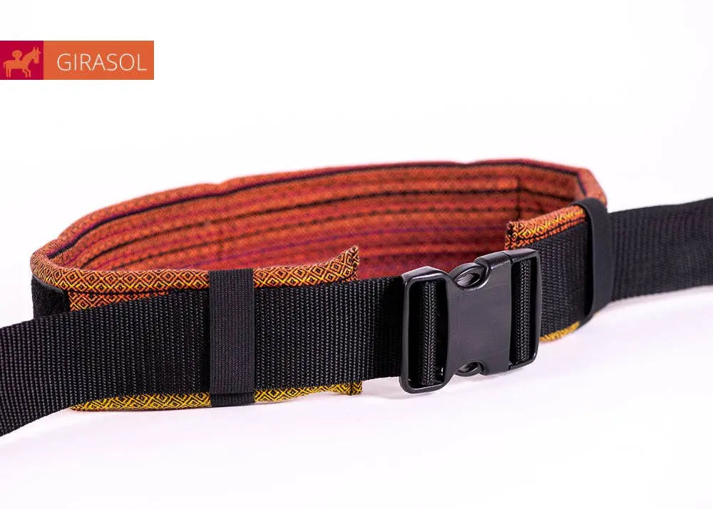 Girasol WrapMySol Twilight Buckle Hip Belt buckle close-up — dark red cotton half buckle carrier accessory
