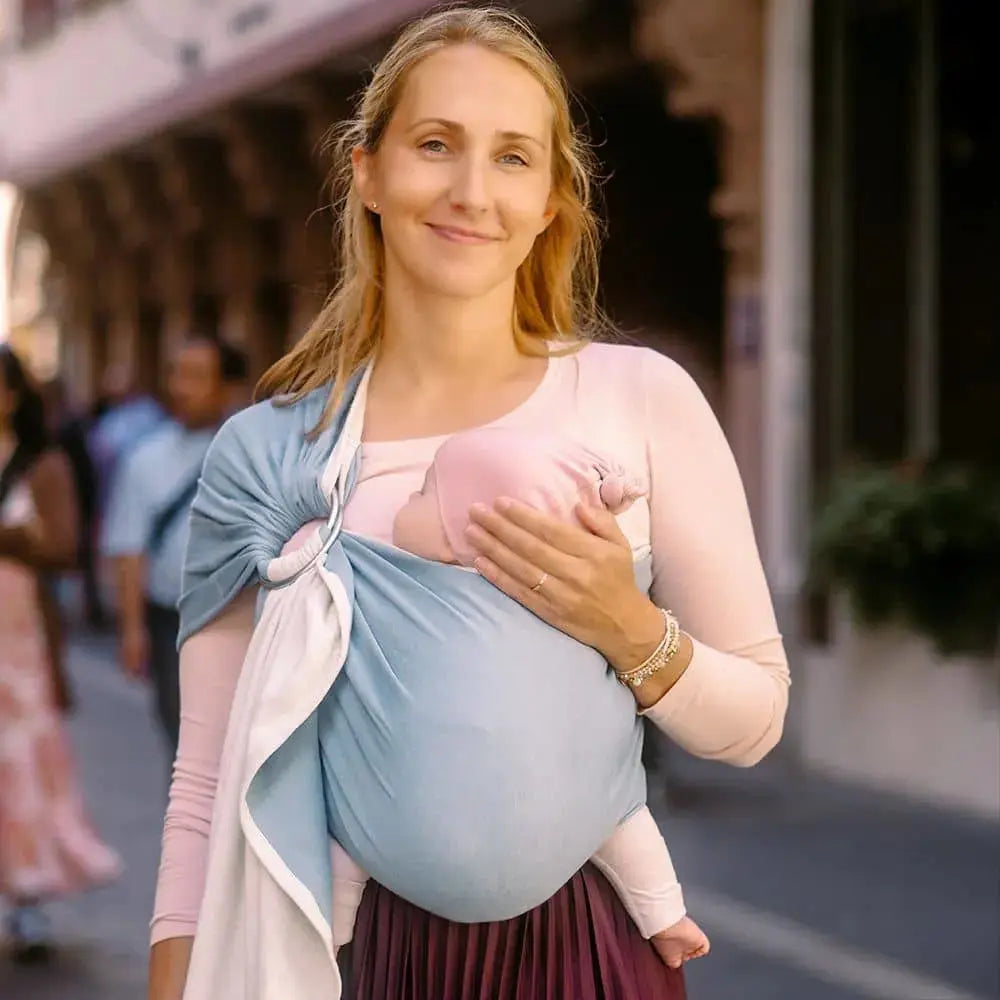 DIDYMOS DidySling Jersey Doubleface Smoke Blue - Woven Baby 1R / Jersey Doubleface Smoke Blue   Baby Wrap Slings > DidySling - Ring Sling    #