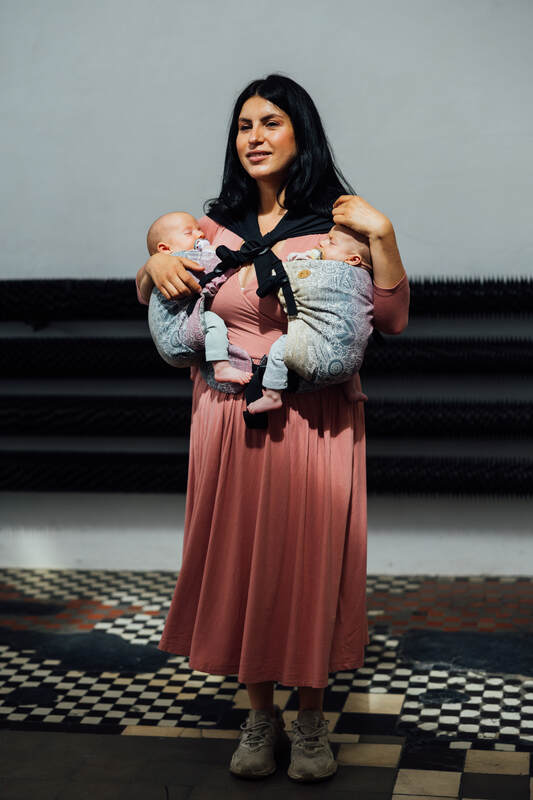 LennyTwin Carrier, jacquard weave 100% cotton - WILD WINE - VINEYARD - Woven Baby Standard   lenny_twin    #