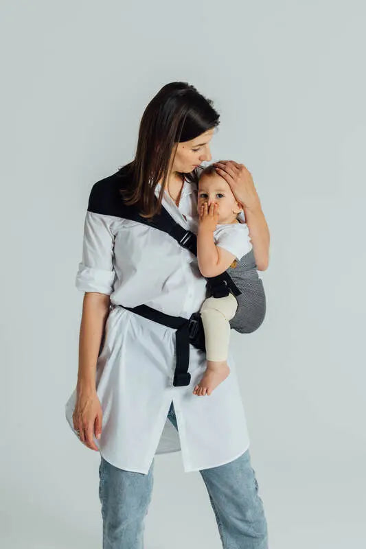 LennyHip Carrier (1/2 of LennyTwin Carrier), herringbone weave 100% cotton - LITTLE HERRINGBONE OMBRE GREY - Woven Baby Standard   lenny_hip    #