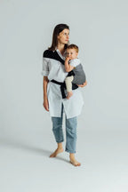 LennyHip Carrier (1/2 of LennyTwin Carrier), herringbone weave 100% cotton - LITTLE HERRINGBONE OMBRE GREY - Woven Baby Standard   lenny_hip    #