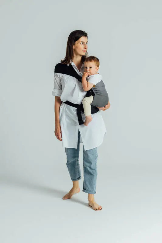 LennyHip Carrier (1/2 of LennyTwin Carrier), herringbone weave 100% cotton - LITTLE HERRINGBONE OMBRE GREY - Woven Baby Standard   lenny_hip    #
