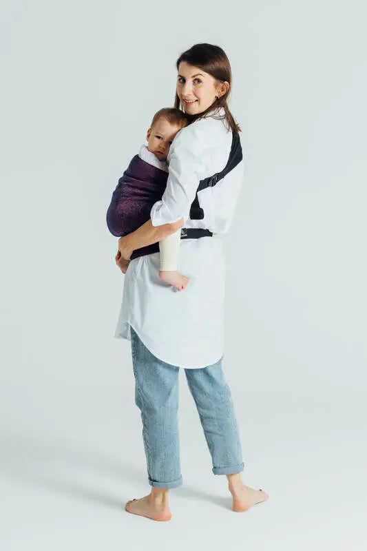 LennyHip Carrier (1/2 of LennyTwin Carrier), jacquard weave 100% cotton - WILD WINE - BOUQUET - Woven Baby Standard   lenny_hip    #