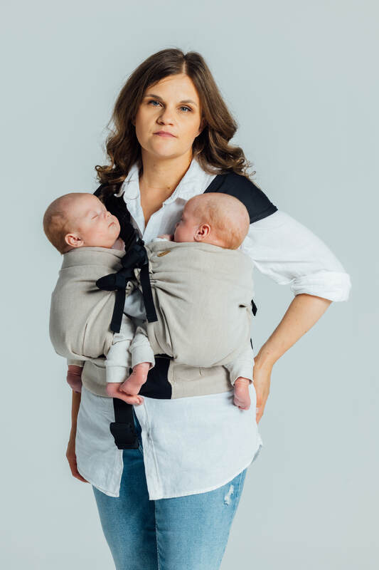 LennyTwin Carrier, broken-twill weave 100% cotton - PEANUT BUTTER - Woven Baby Standard   lenny_twin    #