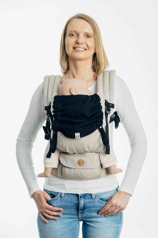 Carrier hood (100% cotton) -  LITTLE HERRINGBONE EBONY BLACK - Woven Baby Default Title   baby_carrier_hoods    #