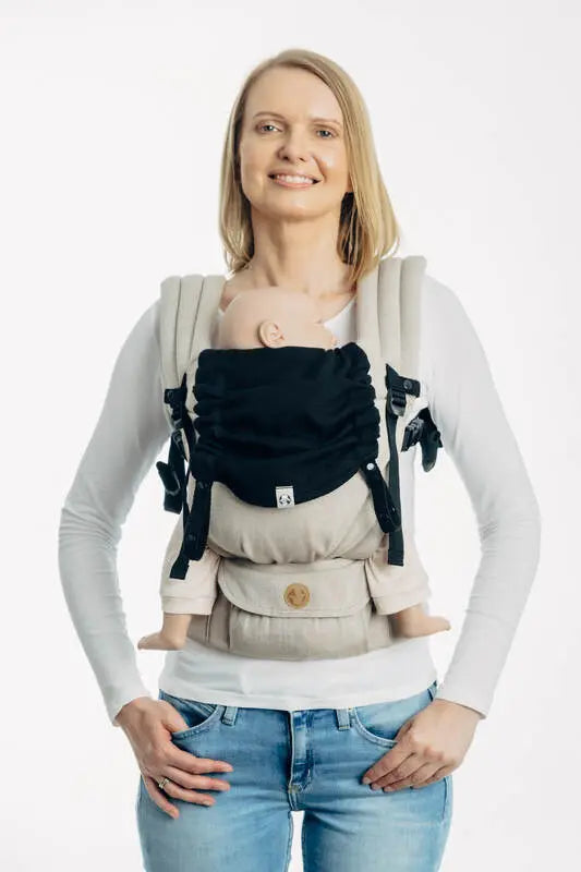 Baby carrier hood (100% cotton) -  LITTLE HERRINGBONE EBONY BLACK - Woven Baby Title - Default Title   baby_carrier_hoods    #