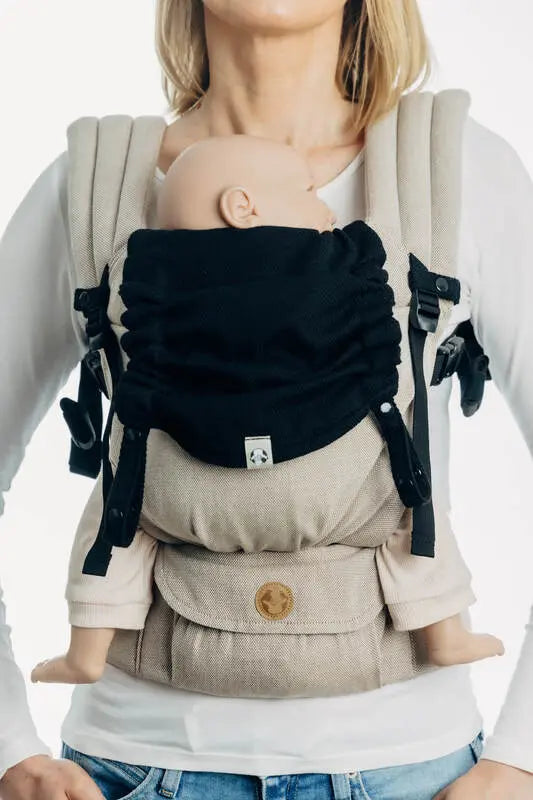Baby carrier hood (100% cotton) -  LITTLE HERRINGBONE EBONY BLACK - Woven Baby Title - Default Title   baby_carrier_hoods    #