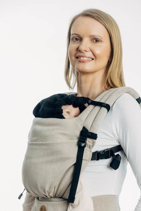 Carrier hood (100% cotton) -  LITTLE HERRINGBONE EBONY BLACK - Woven Baby Default Title   baby_carrier_hoods    #
