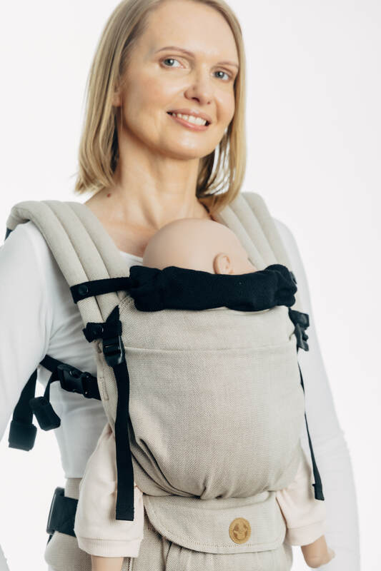 Carrier hood (100% cotton) -  LITTLE HERRINGBONE EBONY BLACK - Woven Baby Default Title   baby_carrier_hoods    #