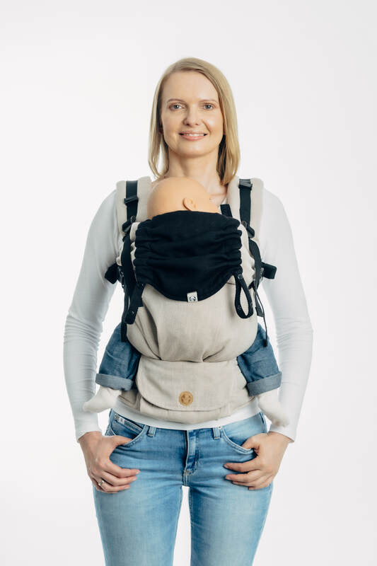Carrier hood (100% cotton) -  LITTLE HERRINGBONE EBONY BLACK - Woven Baby Default Title   baby_carrier_hoods    #