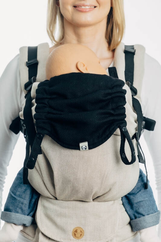 Carrier hood (100% cotton) -  LITTLE HERRINGBONE EBONY BLACK - Woven Baby Default Title   baby_carrier_hoods    #