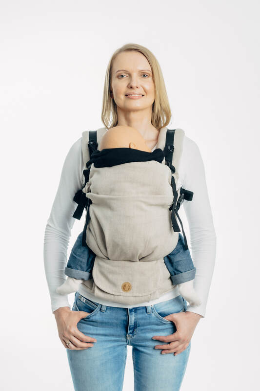 Carrier hood (100% cotton) -  LITTLE HERRINGBONE EBONY BLACK - Woven Baby Default Title   baby_carrier_hoods    #