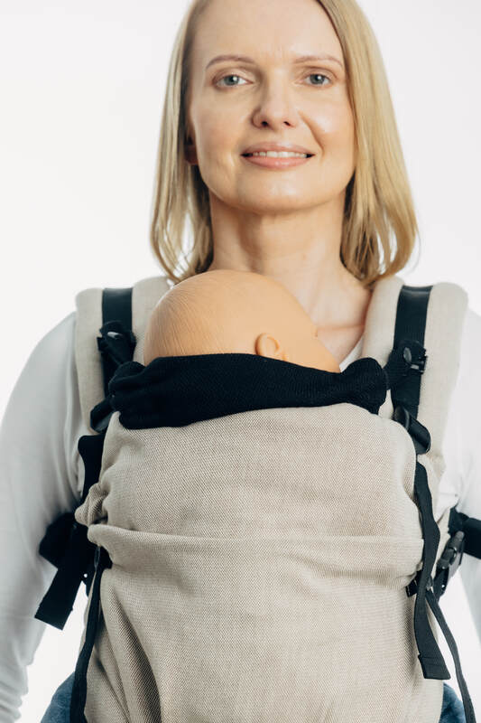 Carrier hood (100% cotton) -  LITTLE HERRINGBONE EBONY BLACK - Woven Baby Default Title   baby_carrier_hoods    #