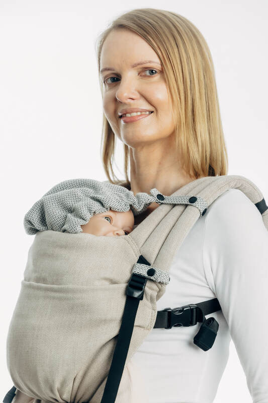 Carrier hood (100% cotton) - LITTLE HERRINGBONE GREY - Woven Baby Default Title   baby_carrier_hoods    #