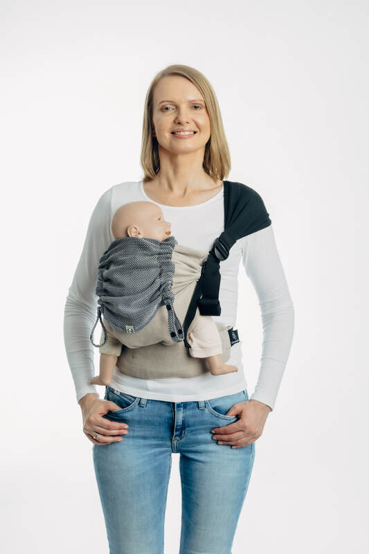 Carrier hood (100% cotton) - LITTLE HERRINGBONE OMBRE GREY - Woven Baby Default Title   baby_carrier_hoods    #