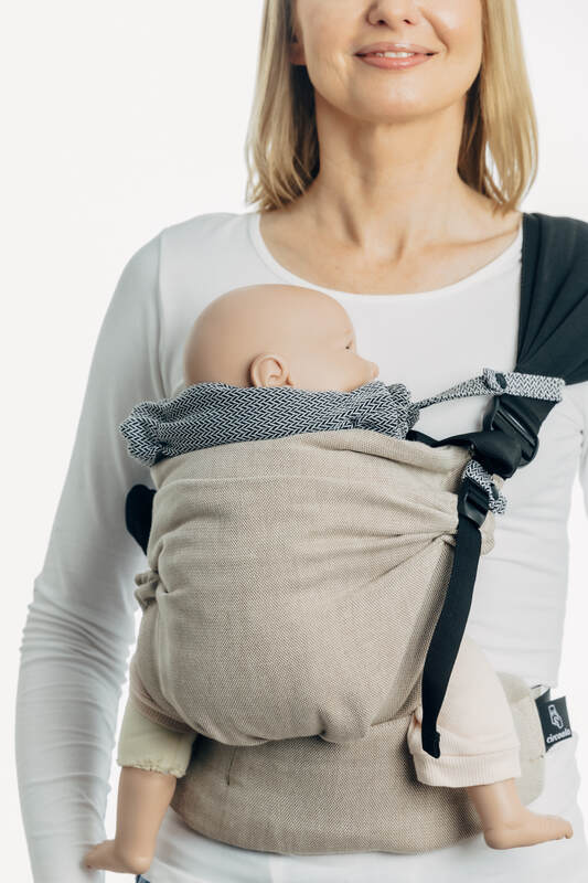 Carrier hood (100% cotton) - LITTLE HERRINGBONE OMBRE GREY - Woven Baby Default Title   baby_carrier_hoods    #