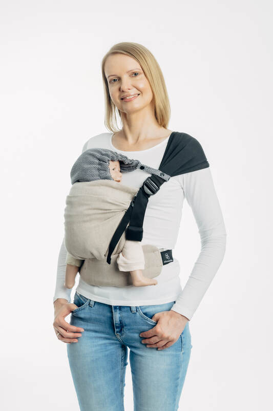 Carrier hood (100% cotton) - LITTLE HERRINGBONE OMBRE GREY - Woven Baby Default Title   baby_carrier_hoods    #