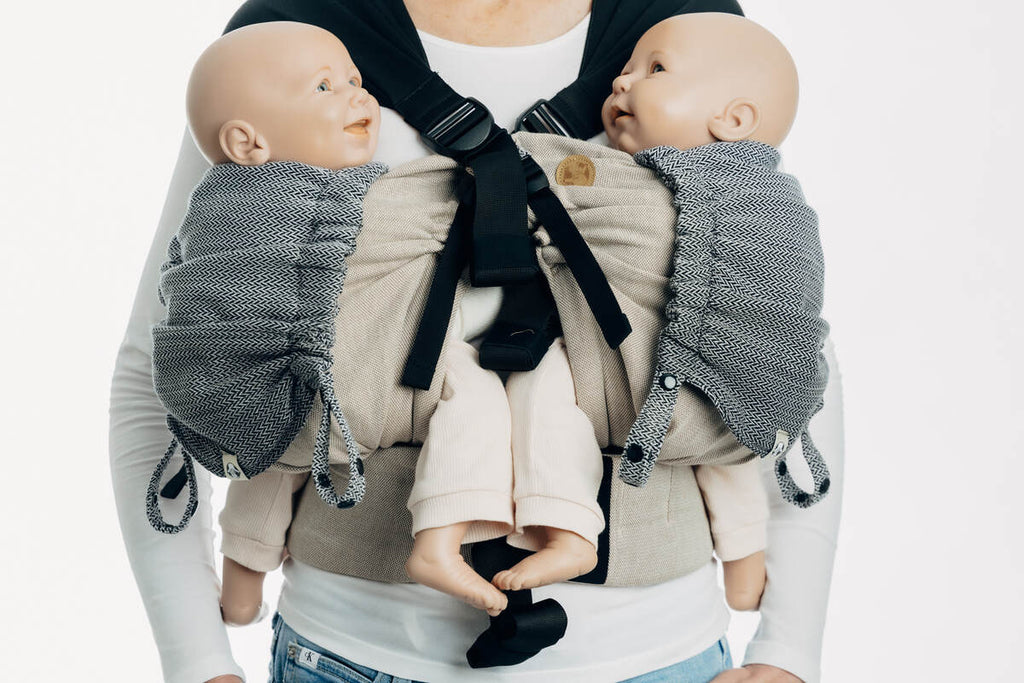 Carrier hood (100% cotton) - LITTLE HERRINGBONE OMBRE GREY - Woven Baby Default Title   baby_carrier_hoods    #