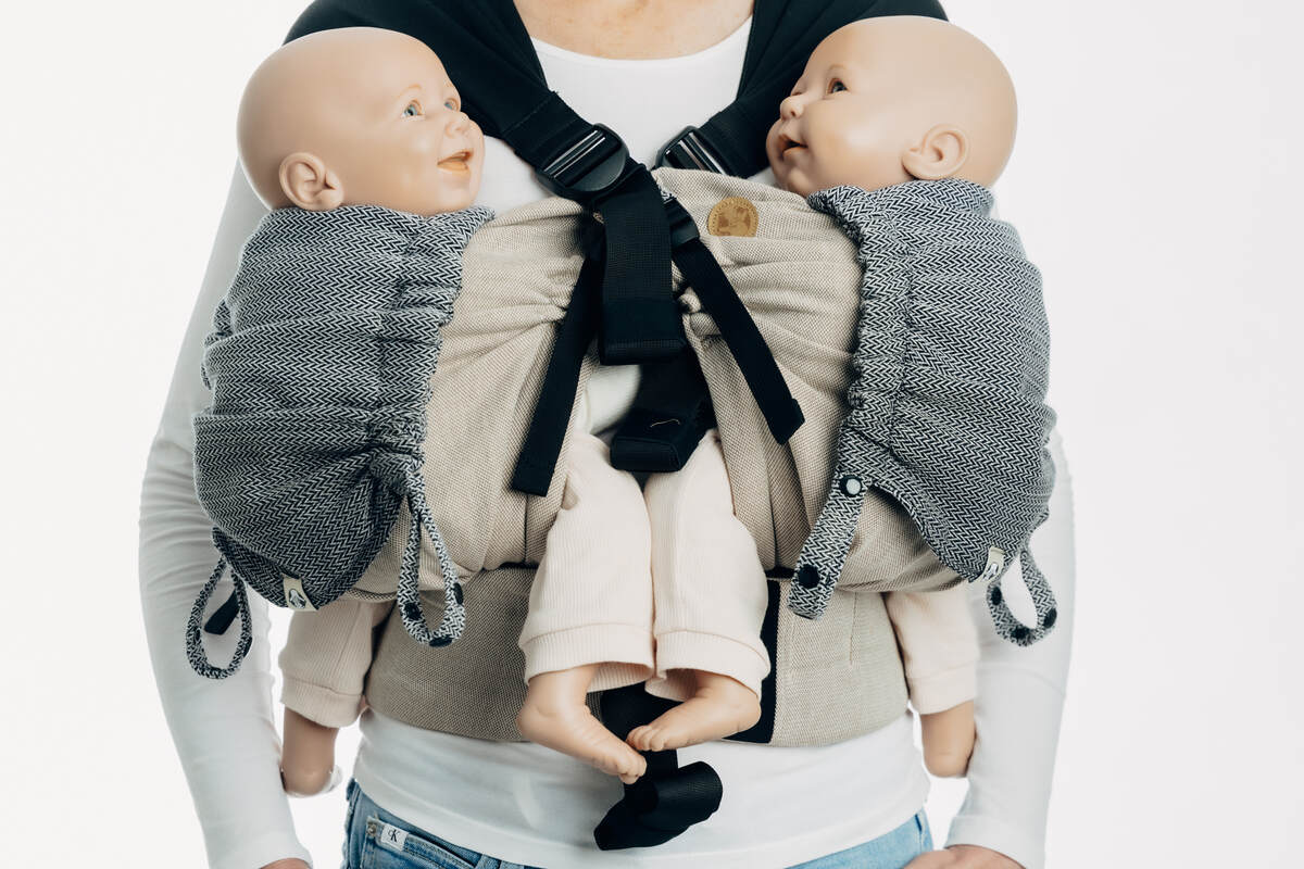 Carrier hood (100% cotton) - LITTLE HERRINGBONE OMBRE GREY - Woven Baby Default Title   baby_carrier_hoods    #