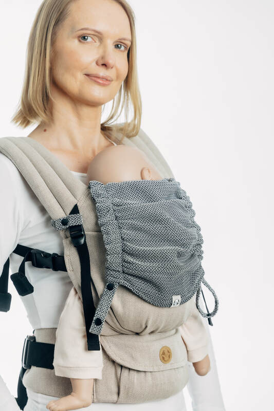 Carrier hood (100% cotton) - LITTLE HERRINGBONE OMBRE GREY - Woven Baby Default Title   baby_carrier_hoods    #