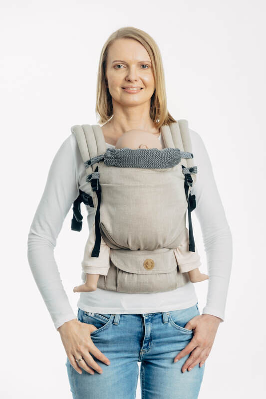 Carrier hood (100% cotton) - LITTLE HERRINGBONE OMBRE GREY - Woven Baby Default Title   baby_carrier_hoods    #