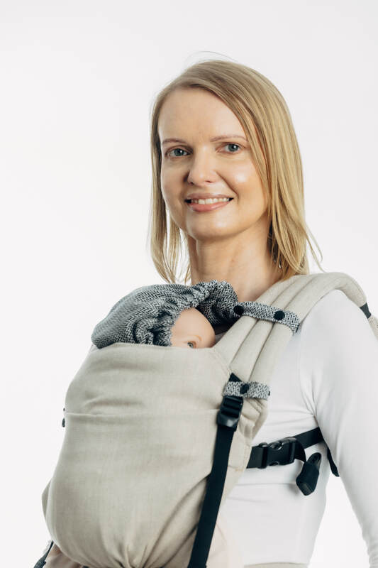 Carrier hood (100% cotton) - LITTLE HERRINGBONE OMBRE GREY - Woven Baby Default Title   baby_carrier_hoods    #