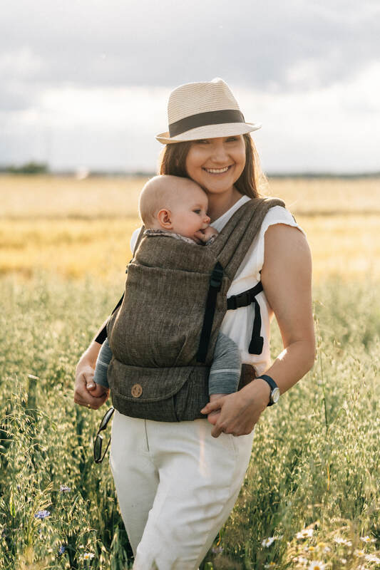 LennyLight Carrier, chevron weave, 100% linen - ARROW - WOOD