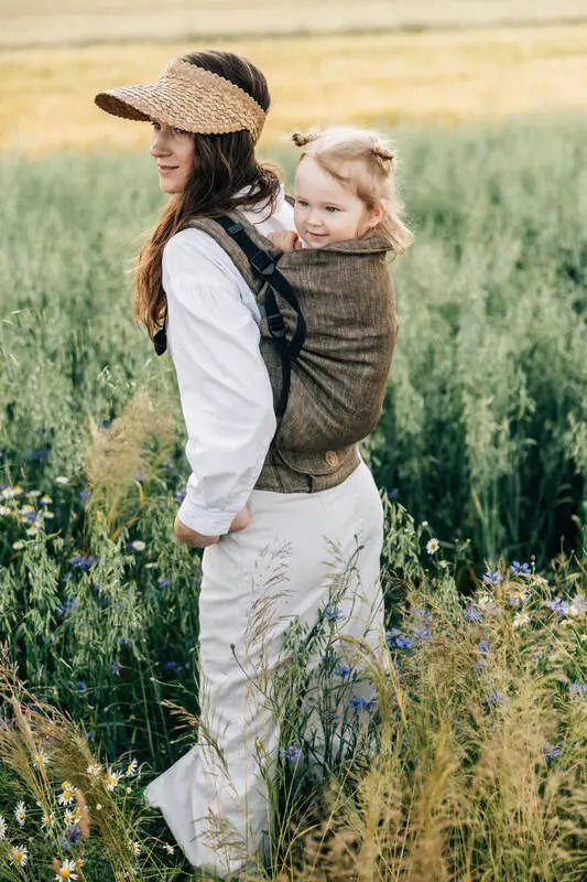 LennyPreschool Carrier, jacquard weave 100% linen - ARROW - WOOD - Woven Baby Preschool   lenny_preschool    #