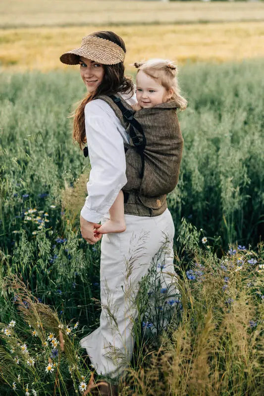 LennyPreschool Carrier, jacquard weave 100% linen - ARROW - WOOD - Woven Baby Size - Preschool   lenny_preschool    #