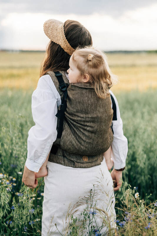 LennyPreschool Carrier, jacquard weave 100% linen - ARROW - WOOD - Woven Baby Size - Preschool   lenny_preschool    #