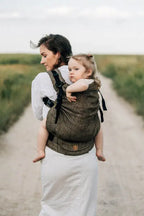 LennyPreschool Carrier, jacquard weave 100% linen - ARROW - WOOD - Woven Baby Preschool   lenny_preschool    #