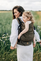 LennyPreschool Carrier, jacquard weave 100% linen - ARROW - WOOD - Woven Baby Preschool   lenny_preschool    #