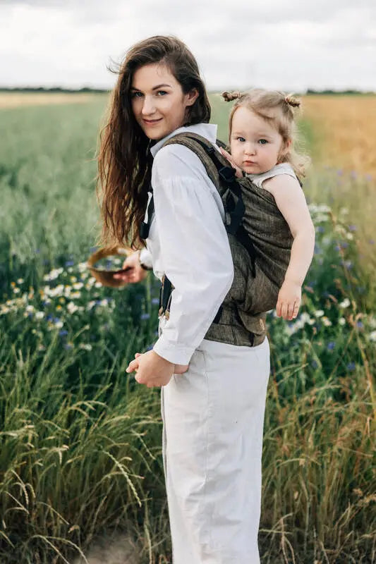 LennyPreschool Carrier, jacquard weave 100% linen - ARROW - WOOD - Woven Baby Preschool   lenny_preschool    #