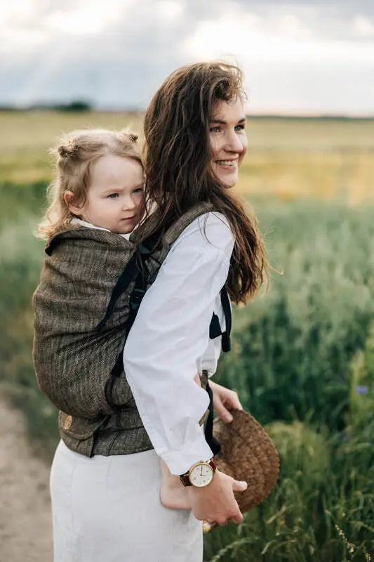 LennyPreschool Carrier, jacquard weave 100% linen - ARROW - WOOD - Woven Baby Preschool   lenny_preschool    #