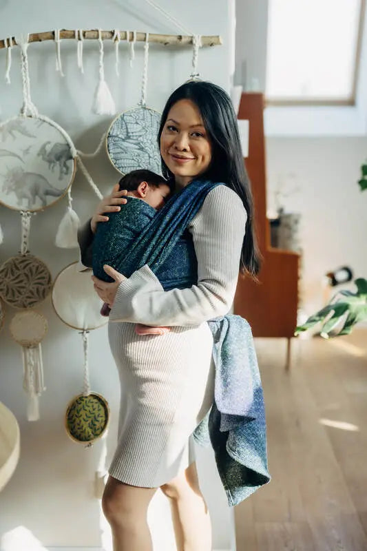 Baby Wrap, Jacquard Weave (62% cotton 38% tussah silk) - LITTLE LOVE - NEO - Woven Baby Size - S   long_woven_wraps    #