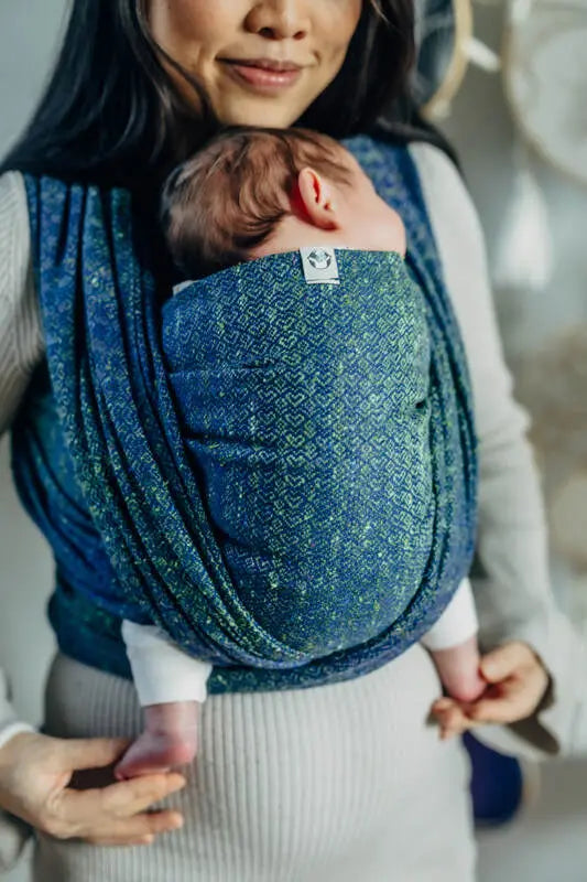 Baby Wrap, Jacquard Weave (62% cotton 38% tussah silk) - LITTLE LOVE - NEO - Woven Baby Size - S   long_woven_wraps    #