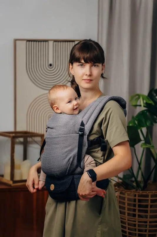 LennyLight Carrier, herringbone weave 100% cotton - LITTLE HERRINGBONE OMBRE GREY - Woven Baby Size - Standard   lenny_light    #