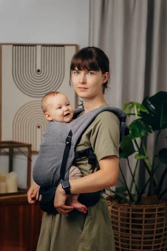 LennyLight Carrier, herringbone weave 100% cotton - LITTLE HERRINGBONE OMBRE GREY - Woven Baby Size - Standard   lenny_light    #