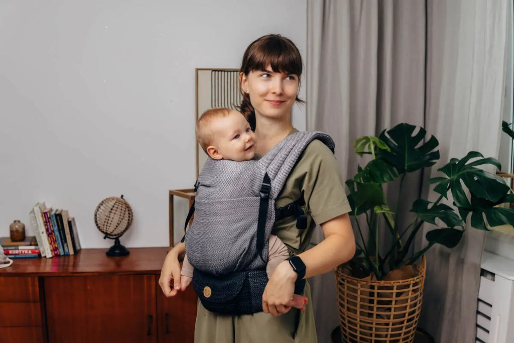 LennyLight Carrier, herringbone weave 100% cotton - LITTLE HERRINGBONE OMBRE GREY - Woven Baby Standard   lenny_light    #
