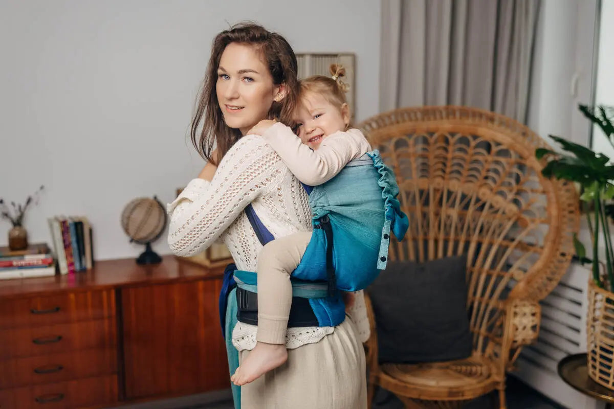 LennyHybrid Half Buckle Carrier, broken - twill weave 100% cotton - AIRGLOW - Woven Baby Size - Preschool-Size - Standard   lenny_hybrid    #