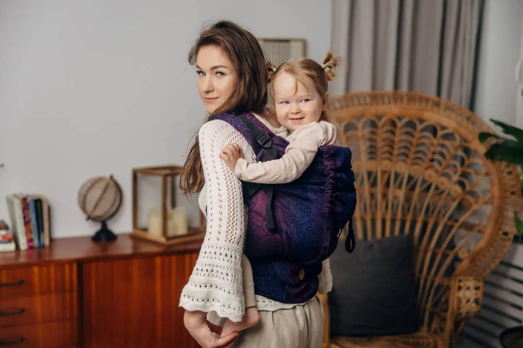 LennyPreschool Carrier, jacquard weave 100% cotton - WILD WINE - BOUQUET - Woven Baby Preschool   lenny_preschool    #