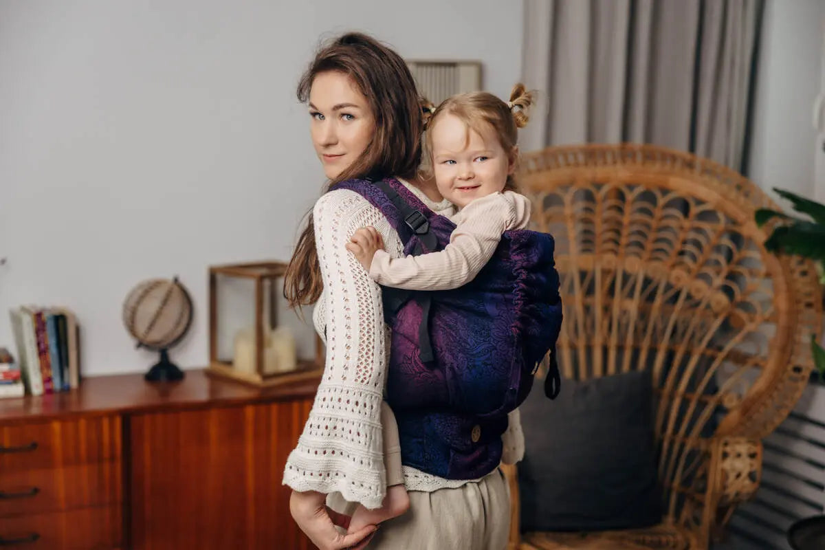 LennyPreschool Carrier, jacquard weave 100% cotton - WILD WINE - BOUQUET - Woven Baby Size - Preschool   lenny_preschool    #