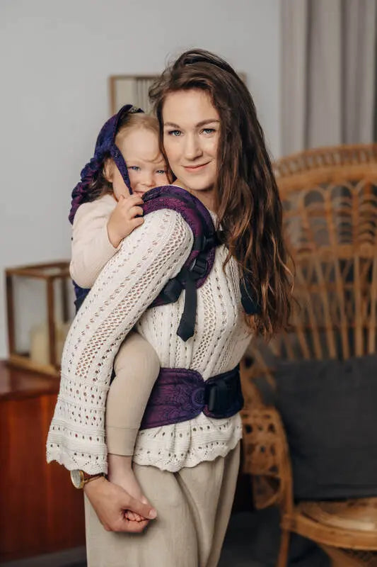 LennyPreschool Carrier, jacquard weave 100% cotton - WILD WINE - BOUQUET - Woven Baby Size - Preschool   lenny_preschool    #