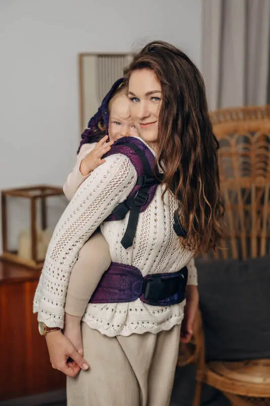 LennyPreschool Carrier, jacquard weave 100% cotton - WILD WINE - BOUQUET - Woven Baby Preschool   lenny_preschool    #