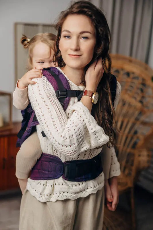 LennyPreschool Carrier, jacquard weave 100% cotton - WILD WINE - BOUQUET - Woven Baby Preschool   lenny_preschool    #