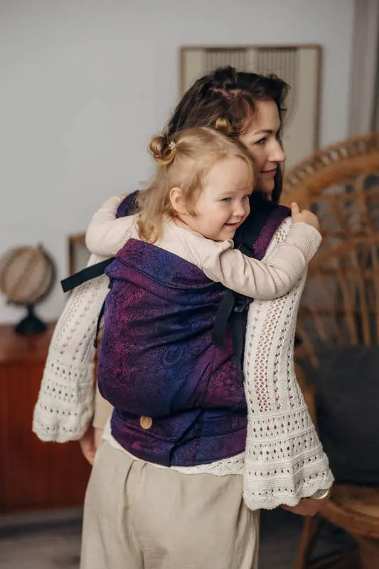 LennyPreschool Carrier, jacquard weave 100% cotton - WILD WINE - BOUQUET - Woven Baby Preschool   lenny_preschool    #