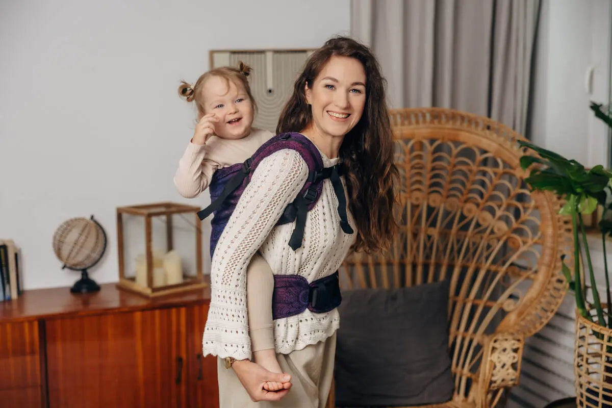 LennyPreschool Carrier, jacquard weave 100% cotton - WILD WINE - BOUQUET - Woven Baby Preschool   lenny_preschool    #