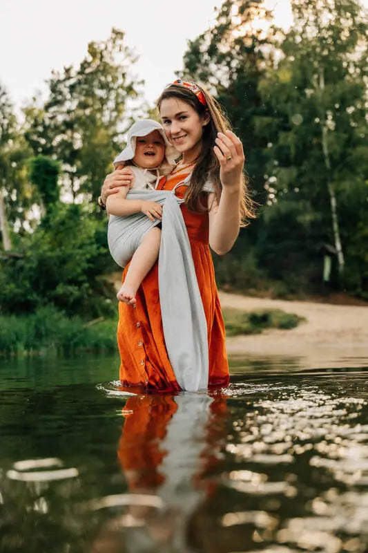 Water ring sling (100% polyester), with gathered shoulder - GREY MESH - standard 1.8m - Woven Baby Title - Default Title   water_ringsling    #
