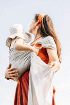 Water ring sling (100% polyester), with gathered shoulder - GREY MESH - standard 1.8m - Woven Baby    water_ringsling    #