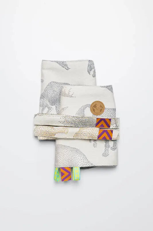 Drool Pads & Reach Straps Set, (60% cotton, 40% polyester) - JURASSIC - ICE DESERT - Woven Baby    drool_pad    #
